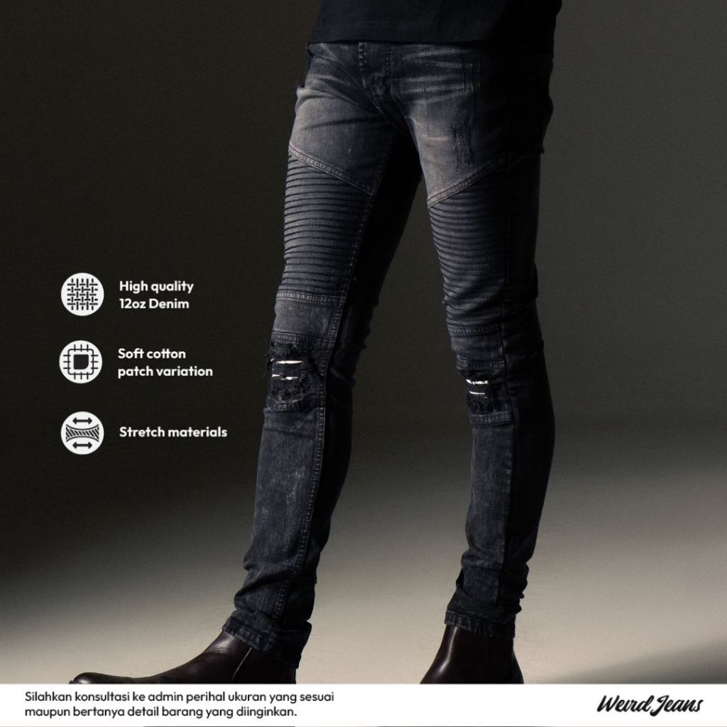 Weird Jeans - Biker Jeans Charcoal Black