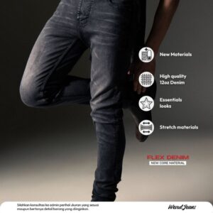 Weird Jeans - Cloudy Black - Celana Jeans Panjang Pria Slimfit Strech Warna Hitam