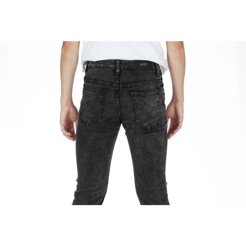 Weird Jeans - Destroyed Denim Cyber Black - Celana Jeans Pria Skinny Slimfit Strech Ripped Sobek - Image 4