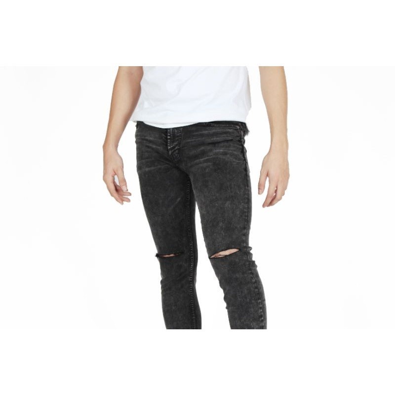 Weird Jeans - Destroyed Denim Cyber Black - Celana Jeans Pria Skinny Slimfit Strech Ripped Sobek - Image 7