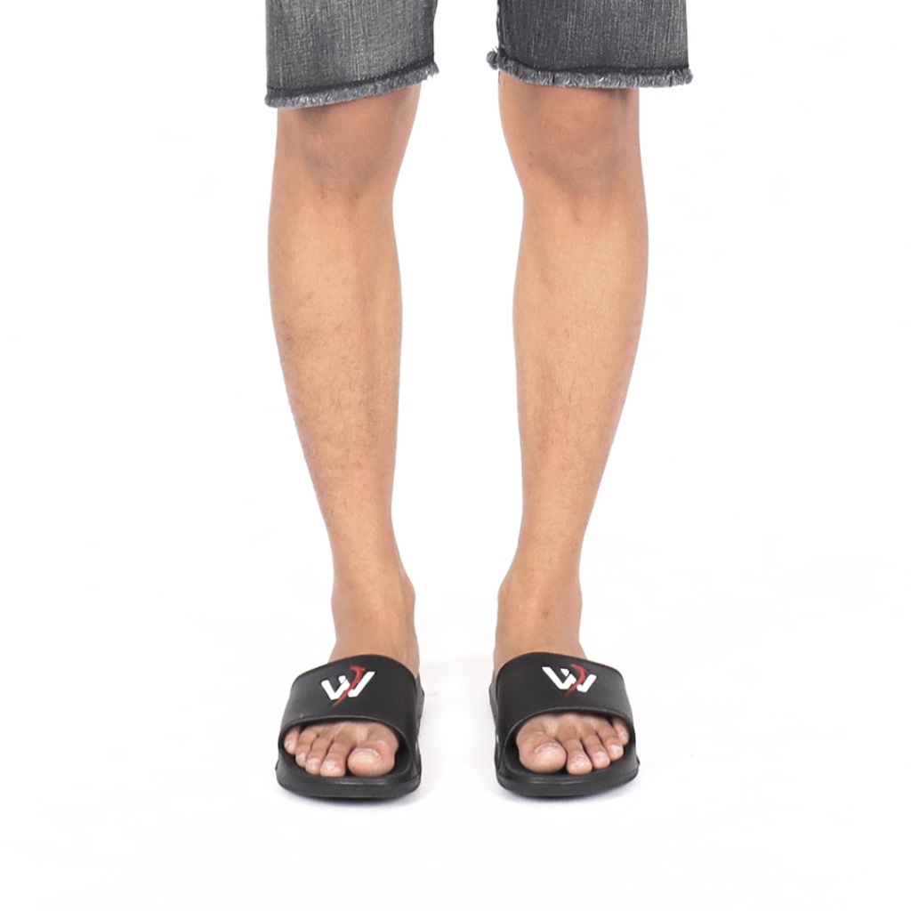 Weird Jeans - "W" Red Feathers - Sandal Slide Black Pria - Image 2