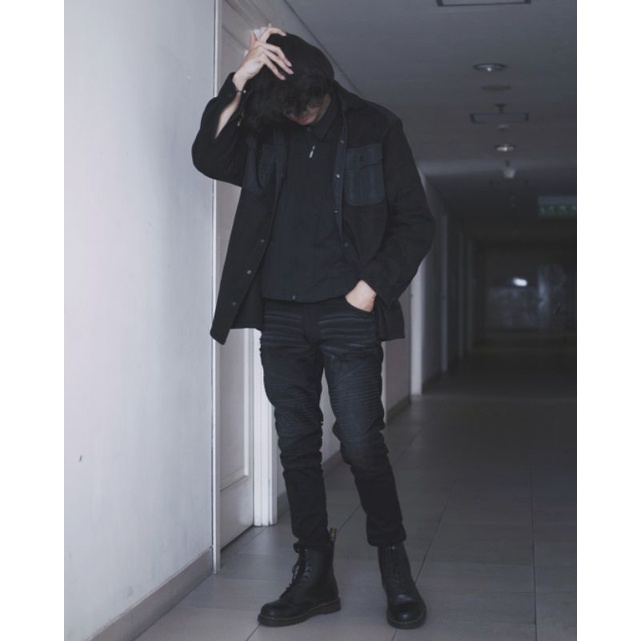 Weird Jeans - Biker Westren Black - Celana Jeans Pria Skinny Slimfit Strech