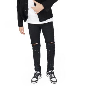 Weird Jeans - Special Black Ripped Spalter - Celana Panjang Jeans Pria Denim Skinny Fit Strech Ripped