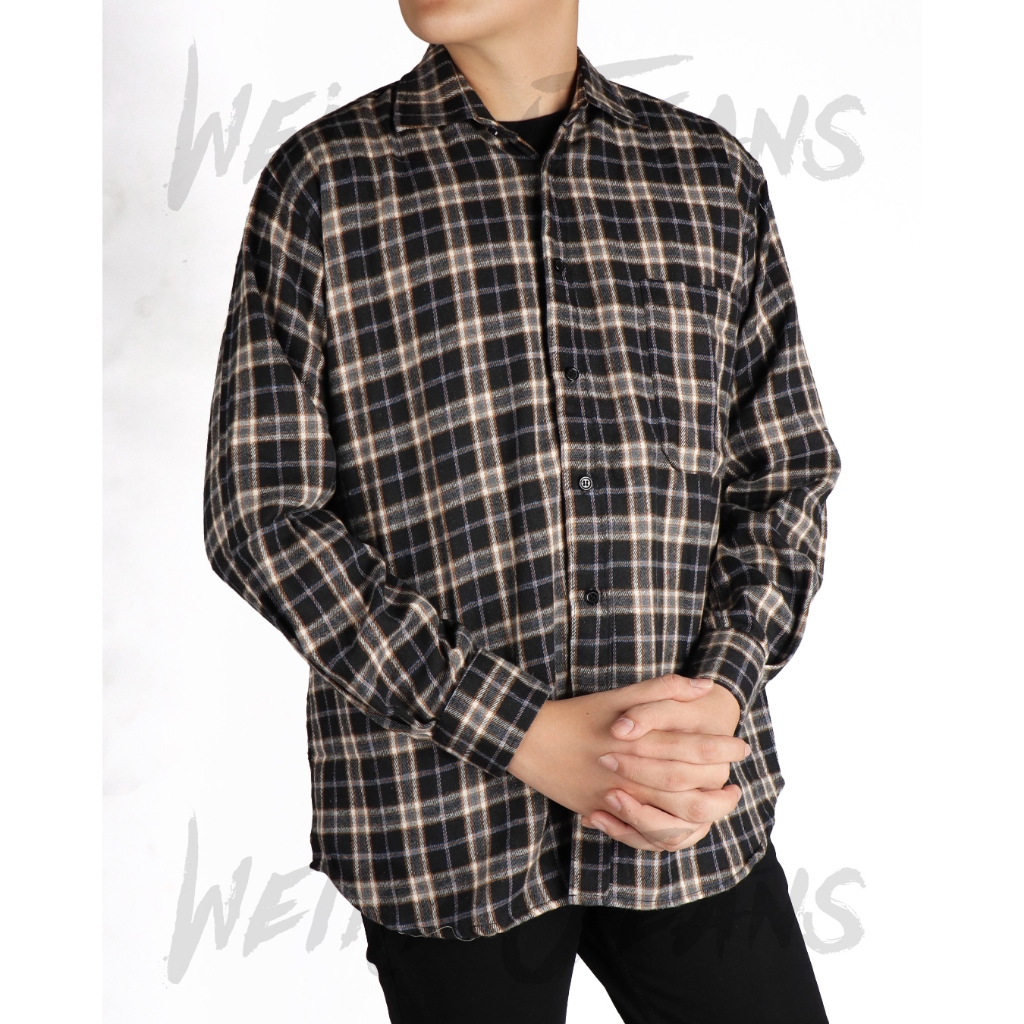 Weird Jeans - Arlo Brown - Flanel Pria Lengan Panjang Coklat Kasual Nyaman - Image 5