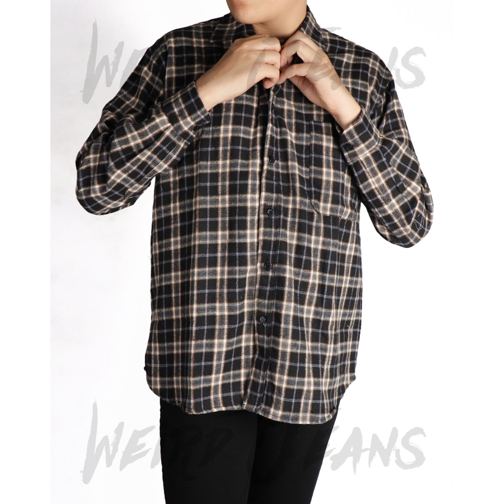 Weird Jeans - Arlo Brown - Flanel Pria Lengan Panjang Coklat Kasual Nyaman - Image 6