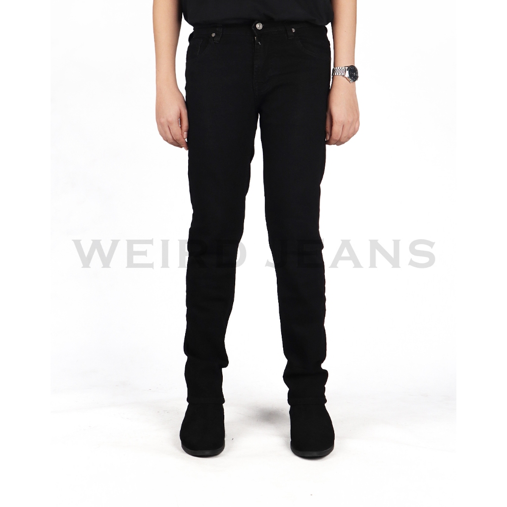 Weird Jeans - Straight Fit Hitam Polos - Celana Jeans Panjang Pria Straight Fit Strech Warna Hitam Nyaman - Image 4