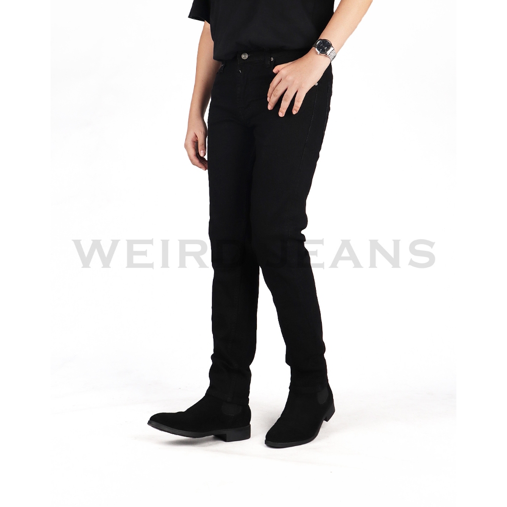 Weird Jeans - Straight Fit Hitam Polos - Celana Jeans Panjang Pria Straight Fit Strech Warna Hitam Nyaman - Image 8