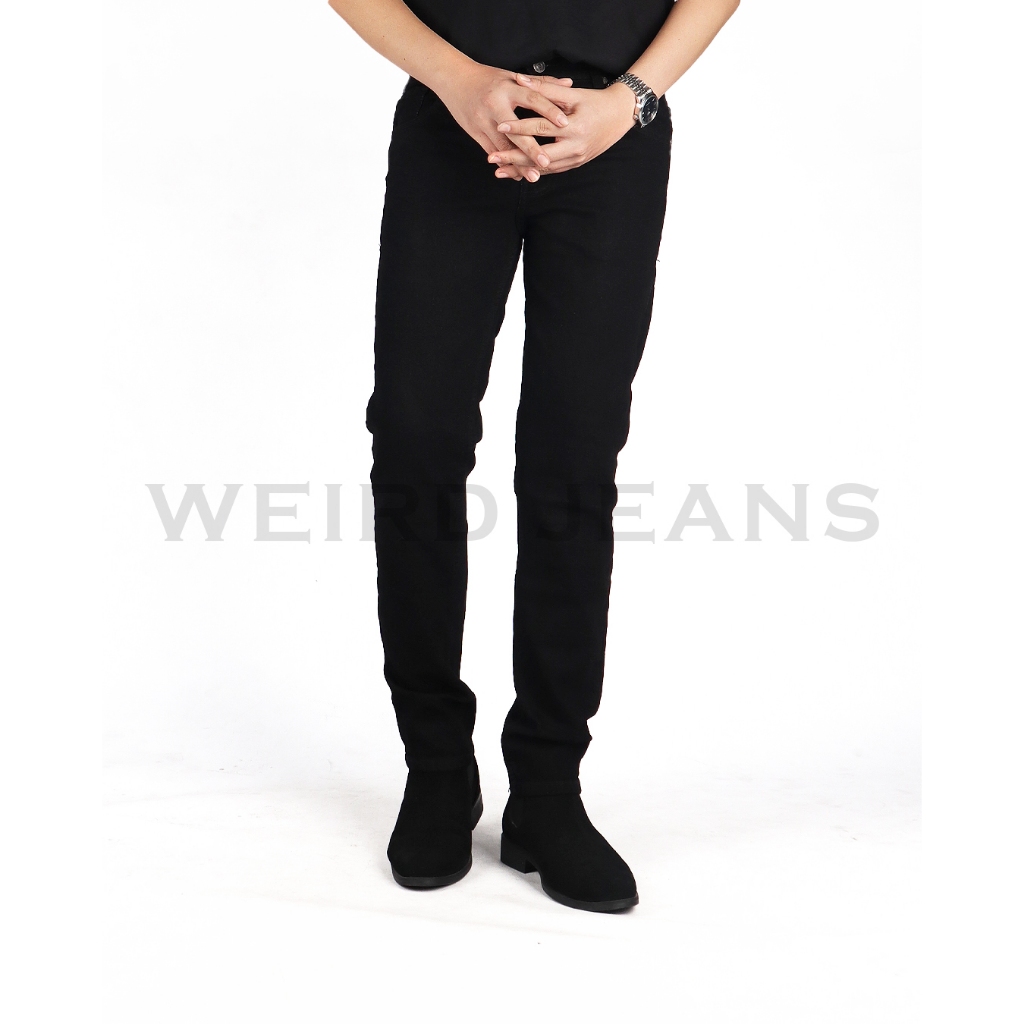 Weird Jeans - Straight Fit Hitam Polos - Celana Jeans Panjang Pria Straight Fit Strech Warna Hitam Nyaman - Image 9