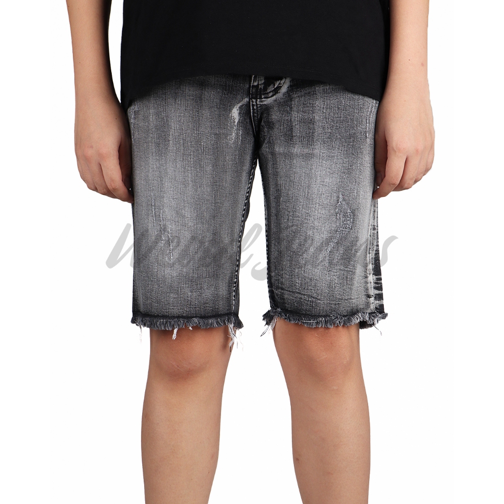 Weird Jeans - Skull Grey - Celana Jeans Pendek Pria Slim Fit Strech Polos Warna Abu-Abu - Image 3
