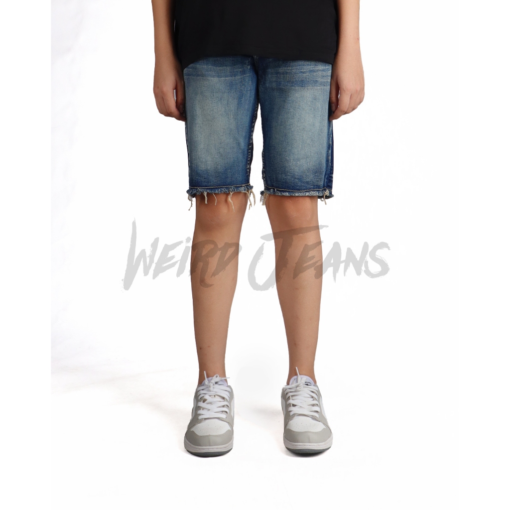 Weird Jeans - Aqua Blue - Celana Jeans Denim Pendek Pria Slim Fit Strech Polos Warna Biru - Image 7