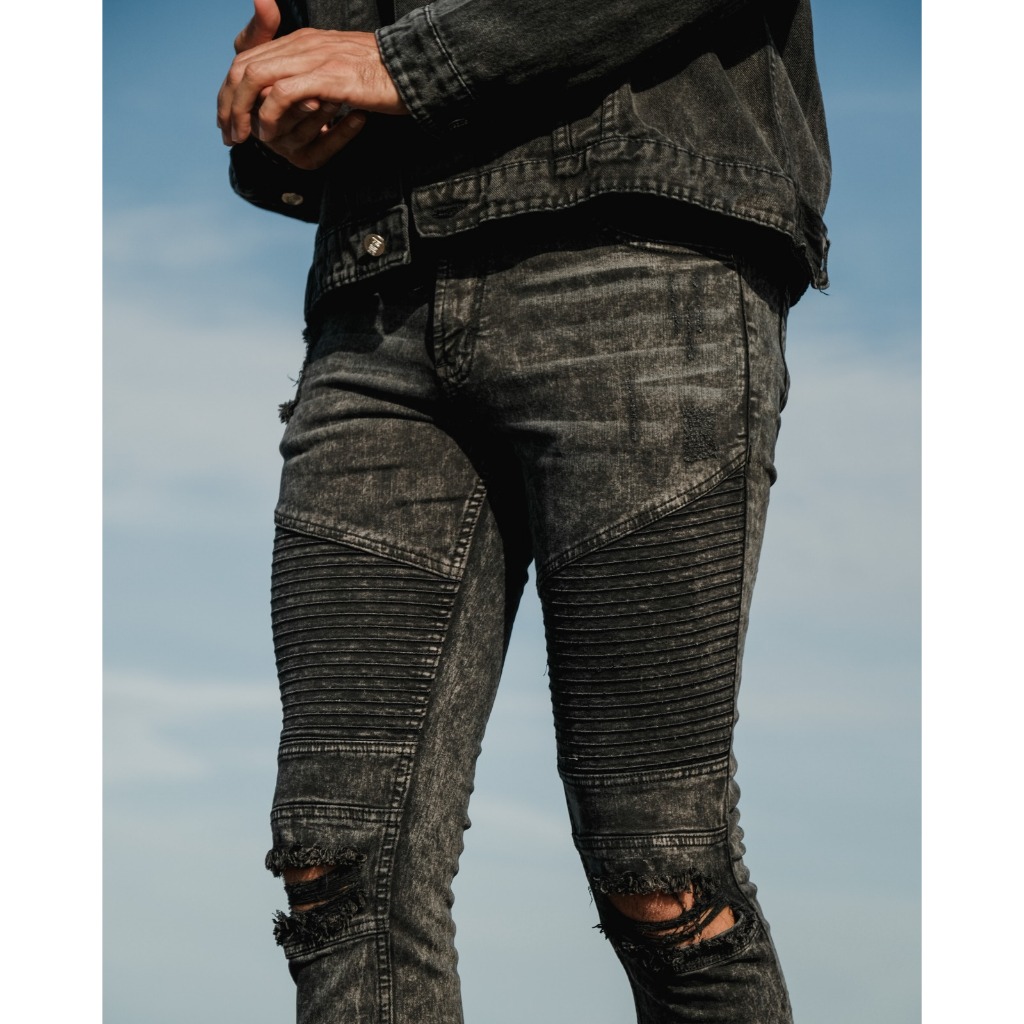 Weird Jeans Buy 1 Get 2 Celana Jeans Bundling 2 | Disaster Grey Dan Biker Maslack - Image 4