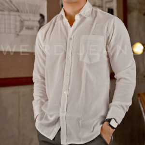 Weird Jeans -  Kemeja Polos Warna Hitam Putih Navy Lengan Panjang Pria Formal Basic Shirt Baju Casual Elgant