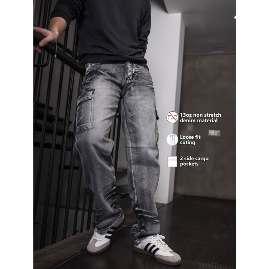 Weird Jeans - Loose Fit Oscar Grey Cargo - Image 2