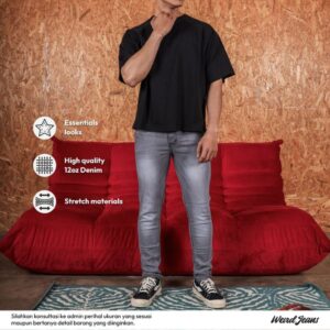 Weird Jeans  - Ronan Grey - Celana Jeans Panjang Pria Slimfit Strech polos